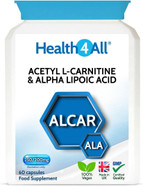 Health4All Acetyl L-Carnitine 250mg & Alpha Lipoic Acid 200mg 60 Capsules, Vegan ALCAR & ALA Supplement for Brain Health, Memory, Focus and Mental Clarity | Made in UK Health4All Acetyl L-Carnitine 250mg & Alpha Lipoic Acid 200mg 60 Capsules, Vegan ALCAR & ALA Supplement for Brain Health, Memory, Focus and Mental Clarity | Made in UK