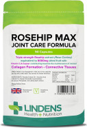 Lindens - Rosehip Max Joint Care Formula, 90 Capsules - UK Made - Joint Care, Collagen Formation & Connective Tissues - Nervous & Immune System Function - Letterbox Friendly, Vegan
