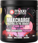 MaxiNutrition Max Charge Vitamin boosted Pre-Workout, Perfectly balanced formulation for boosting Energy & Physical Performance, Sugar-Free, Pink Lemonade flavour, 300g MaxiNutrition Max Charge Vitamin boosted Pre-Workout, Perfectly balanced formulation for boosting Energy & Physical Performance, Sugar-Free, Pink Lemonade flavour, 300g