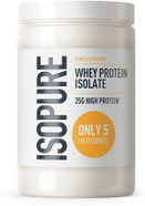 Isopure Vanilla Whey Protein Isolate Powder, High in Protein with 25 g per Serve, Low in Sugar, No Artificial Flavours or Sweeteners, Made with Only 5 Ingredients, 450 g