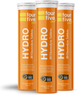 fourfive Hydration Tablets (Orange & Mango) Low Calorie Vitamin Electrolytes, Vegan, Magnesium & Calcium, Sports Hydration - 8x20 Effervescent