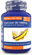 Zipvit Cod Liver Oil 1000mg, 120 Softgel Capsules, Rich in Omega-3, EPA 80mg & DHA 100mg. with Vitamins D3 & A to Support Heart, Brain, Eye Health & Immune System 4 Month Supply Zipvit Cod Liver Oil 1000mg, 120 Softgel Capsules, Rich in Omega-3, EPA 80mg & DHA 100mg. with Vitamins D3 & A to Support Heart, Brain, Eye Health & Immune System 4 Month Supply