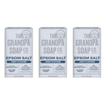 The Grandpa Soap Company Epsom Salt Bar Soap - Deep Cleansing Soap, Made With Epsom Salt And Baking Soda, Removes Dirt Grease And Grime, Vegan, For Face And Body, 4.25 Oz, 3 Pack