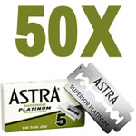Astra Platinum Double Edge Safety Razor Blades, 50 Blades (10 X 5)