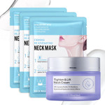 Neck Firming Cream And Neck Mask Set,Non-Greasy Tighten Face Cream Skincare Moisturizer, 10 Pieces Deep Moisturizing Masks For Tightening, All Skin Type, 11 Pack Neck Firming Cream And Neck Mask Set,Non-Greasy Tighten Face Cream Skincare Moisturizer, 10 Pieces Deep Moisturizing Masks For Tightening, All Skin Type, 11 Pack