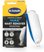 Dr. Scholl'S Freeze Away Max Wart Remover, 10 Treatments - As Fast As 10 Seconds To Treat Warts, Removes Common Warts & Plantar Warts On Hands & Feet, Easy To Use Precision Spray For Wart Removal