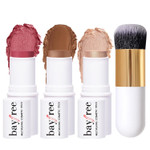 Kimuse Face Sticks Trio, Cream Blush Stick & Highlighter Stick & Contour Stick For Sculpt The Cheeks, Long Lasting Cream Contour Stick Trio For Face Makeup, With Brush Kimuse Face Sticks Trio, Cream Blush Stick & Highlighter Stick & Contour Stick For Sculpt The Cheeks, Long Lasting Cream Contour Stick Trio For Face Makeup, With Brush