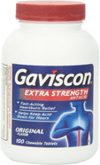 Gaviscon Extra Strength Chewable Antacid Tablets, Original Flavor, 100-Count Bottles Gaviscon Extra Strength Chewable Antacid Tablets, Original Flavor, 100-Count Bottles