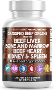 Clean Nutraceuticals Grass Fed Beef Liver Capsules - Premium Quality Supplement Packed With Desiccated, Beef Heart, Spleen, Pancreas Plus Bone & Marrow Dao Enzyme Pills