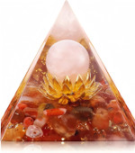Flower Of Life Orgone Pyramid For Positive Energy, Orgonite Rose Quartz&Red Agate Healing Crystal Pyramids For Reduce Stress Chakra Reiki Healing Meditation Attracts Lucky And Success