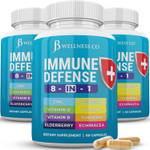 Immune Support 8 In 1 Capsules - Zinc Supplement, Vitamin D3, Vitamin C And Elderberry - Immune Booster Supplement With Echinacea, Ginger Root, And Turmeric - [3-Pack, 180 Count]