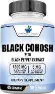 American Standard Supplements Black Cohosh 1300Mg Per Serving With Black Pepper Fruit Extract - Vegan, Gluten Free, Non-Gmo, 90 Capsules, 45 Servings American Standard Supplements Black Cohosh 1300Mg Per Serving With Black Pepper Fruit Extract - Vegan, Gluten Free, Non-Gmo, 90 Capsules, 45 Servings