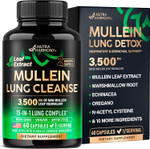 Mullein Leaf Extract For Lung Detox - Marshmallow Root | Echinacea | Oregano | Quercetin | Nac - 15-In-1 Lung Support & Cleanse For Smokers Supplement - Made In Usa - As Drops, Tincture - 120 Capsules Mullein Leaf Extract For Lung Detox - Marshmallow Root | Echinacea | Oregano | Quercetin | Nac - 15-In-1 Lung Support & Cleanse For Smokers Supplement - Made In Usa - As Drops, Tincture - 120 Capsules