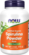 Now Foods Supplements, Certified Organic, Spirulina Powder, Rich In Beta-Carotene (Vitamin A) And B-12 With Naturally Occurring Gla & Chlorophyll, 4-Ounce Now Foods Supplements, Certified Organic, Spirulina Powder, Rich In Beta-Carotene (Vitamin A) And B-12 With Naturally Occurring Gla & Chlorophyll, 4-Ounce