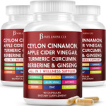 Ceylon Cinnamon, Turmeric, Acv, Ginseng, Aloe Vera, Berberine Plus Banaba, Ginger Root - 120 Capsules Ceylon Cinnamon, Turmeric, Acv, Ginseng, Aloe Vera, Berberine Plus Banaba, Ginger Root - 120 Capsules