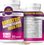 Procare Health Bariatric Multivitamin With Iron Free (30 Fast Dissolving Veggie Capsule) - Bariatric Vitamins For Gastric Sleeve & Gastric Bypass, Bariatric Multivitamin Without Iron (1 Month Supply)