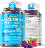Magnesium Citrate Gummies 500Mg For Women Men Sugar Free, Magnesium Citrate For Constipation | Chelated Magnesium Gummies With B6 For Mood, Calm |Calcium Magnesium Zinc D3 Supplement For Bone & Muscle Magnesium Citrate Gummies 500Mg For Women Men Sugar Free, Magnesium Citrate For Constipation | Chelated Magnesium Gummies With B6 For Mood, Calm |Calcium Magnesium Zinc D3 Supplement For Bone & Muscle