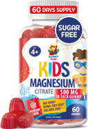 Sugar-Free Magnesium Gummies For Kids & Teens - 500Mg Calm Magnesium Citrate Gummies - Kids Magnesium Gummy - Chewable Magnesium Gummy Supplement For Sleep, Mood & Muscle Support - 2Pack