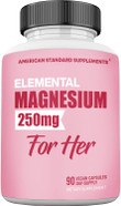 Magnesium Glycinate For Women, Elemental 250Mg Per One Capsule, 90 Day Supply, Chelate, Supplement, Chelated Max Absorption