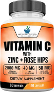 American Standard Supplements Vitamin C 2000Mg, Zinc 40Mg, And Rose Hips 50Mg Per Serving Vegan, Gluten Free, Non-Gmo (120 Count) American Standard Supplements Vitamin C 2000Mg, Zinc 40Mg, And Rose Hips 50Mg Per Serving Vegan, Gluten Free, Non-Gmo (120 Count)