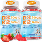 Vitamin D3 5000 Iu & K2 (Mk-7) 100 Mcg Gummies, Vegan D3 K2 Supplement W/1000 Mg Potassium Citrate, Magnesium Glycinate & Zinc For Bone, Muscle, Nerve, Electrolyte & Immune Support, Sugar Free, 120Cts Vitamin D3 5000 Iu & K2 (Mk-7) 100 Mcg Gummies, Vegan D3 K2 Supplement W/1000 Mg Potassium Citrate, Magnesium Glycinate & Zinc For Bone, Muscle, Nerve, Electrolyte & Immune Support, Sugar Free, 120Cts
