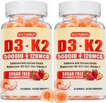 Vitamin D3 K2 Gummies For Women: Sugar Free Chewable 5000 Iu D3 + 120 Mcg K2 (Mk-7) Supplement With Magnesium Omega-3 Zinc Calcium Methyl B12 For Immune Health - High Absorption For Adults(60Count) Vitamin D3 K2 Gummies For Women: Sugar Free Chewable 5000 Iu D3 + 120 Mcg K2 (Mk-7) Supplement With Magnesium Omega-3 Zinc Calcium Methyl B12 For Immune Health - High Absorption For Adults(60Count)