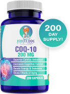 Coq10 - Co-Enzyme Q10-200 Mg - Excellent Value - 200 Caps - Quick Absorption - Veg. Caps - Non-Gmo - Ubiquinone - Heart & Cellular Energy & Brain Supplement By Foxxy Doc