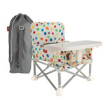 Nuby Pop-Up Booster Seat With Removable Tray - 6+ Months - Portable Booster Seat For Floor For Indoor/Outdoor Use - 3-Point Safety Adjustable Straps - Summer Travel Essentials - Gray