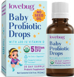 Lovebug Award Winning Usda Organic Probiotic For Infants & Babies 0-12 Months | Helps W/Colic, Reflux, Diarrhea, Constipation & Gas | Multi-Strain 5 Billion Cfu | Liquid Drops (60 Days Supply)