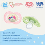 Mam Original Day & Night Baby Pacifier, Nipple Shape Helps Promote Healthy Oral Development, Glows In The Dark, 3 Pack, 16+ Months, Girl