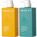 Medix 5.5 Exfoliating Aha Glycolic Acid Face & Body Wash Cleanser + Vitamin C Moisturizing Body Cream Lotion Skin Care 2Pc Set | Alpha Hydroxy Acid & Lactic Acid Foaming Face Wash, 2-Pc Medix 5.5 Exfoliating Aha Glycolic Acid Face & Body Wash Cleanser + Vitamin C Moisturizing Body Cream Lotion Skin Care 2Pc Set | Alpha Hydroxy Acid & Lactic Acid Foaming Face Wash, 2-Pc