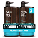 Every Man Jack MenS Hydrating Body Wash For All Skin Types - Cleanse And Hydrate Skin With Naturally Derived Marine Extracts, Coconut Oil, And A Sea Minerals + Citron Scent - 33.8 Fl. Oz. - 2 Bottle