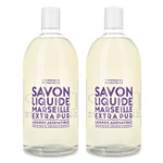 Compagnie De Provence Savon De Marseille Extra Pure Liquid Soap, Aromatic Lavender, Two 33.8 Fl Oz Plastic Bottle Refills
