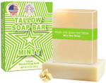 Beef Tallow Soap Bar Grass Fed  Organic Body Soaps, Face Tallow Soap Bar For Women  All Natural Soaps For Sensitive Skin, Moisturizing & Nourishing Cleanser For All Skin Types, In Minty Scent