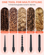 5 In 1 Curling Wand Set: Ohuhu Curling Iron Wand 5Pcs 0.35 To 1.25 Inch Interchangeable Ceramic Barrel Heat Protective Glove 2 Clips Dual Voltage Hair Curler For Women Girl Mother Gift Rose Gold 5 In 1 Curling Wand Set: Ohuhu Curling Iron Wand 5Pcs 0.35 To 1.25 Inch Interchangeable Ceramic Barrel Heat Protective Glove 2 Clips Dual Voltage Hair Curler For Women Girl Mother Gift Rose Gold