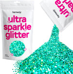 Hemway Premium Ultra Sparkle Glitter Multi Purpose Metallic Flake For Arts Crafts Nails Cosmetics Resin Festival Face Hair - Emerald Green - Extra Chunky (1/24" 0.040" 1Mm) 100G / 3.5Oz
