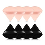 8Pcs Of Triangular Powder Puff Makeup Sponges, Made Of Super-Soft Velvet, Designed For Contouring, Eye, And Corner, Beauty Blender Foundation Mixing Containerbeige & Black