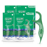 Gum Twisted Mint Floss Picks - Twisted Threads, Shred-Resistant Floss, Easy Grip Handle, 90 Count