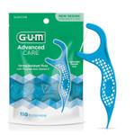 Gum Advanced Care Floss Picks - Dental Flossers For Adults With Vitamin E And Fluoride - Extra Strong Shred-Resistant Dental Floss, Easy Grip Handle, Fresh Mint Flavor, 90 Count