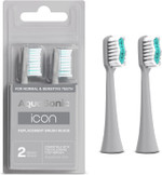 Aquasonic Icon Replacement Brush Heads | Compatible With Aquasonic Icon Toothbrush | 2 Brush Heads | For Normal & Sensitive Teeth (Stone)