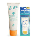 Vacation Mineral Lotion Sunscreen Spf 30 & Air Freshener Bundle, Non-Nano Zinc Oxide Formula, No White Cast, Water-Resistant, Dermatologist-Tested, Vegan, Travel Size, 3.4 Fl. Oz