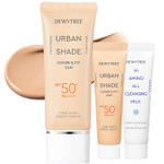 Dewytree Urban Shade Skin Care Set Skin Sun Protection Tinted Moisturizer With Spf 50+ Pa++++ Mini Sunscreen & Cleansing Milk For Face 0.3 Fl Oz | Tone Up Cream Tinted Sun Screen Spf Face 1.69 Fl Oz