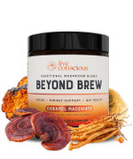 Beyond Brew Caramel Macchiato Coffee Alternative - Low Caffeine Superfood - Powerful Mushroom Complex With LionS Mane, Reishi & Chaga - Brewed Drink With Prebiotics & Probiotics - 30 Servings