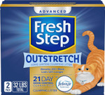 Fresh Step Outstretch Advanced Long Lasting Clumping Litter Simply Unscented, Activated Charcoal Litter Lasts 50% Longer, 32 Lbs. (2 X 16 Lb. Box)