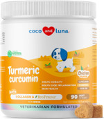 Turmeric Curcumin For Dogs - 90 Soft Chews - With Collagen, Bioperine And Fish Oil - Hip & Joint Support, Ease Inflammation, Antioxidant, Cardiovascular & Liver Support