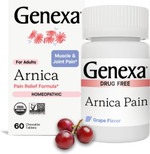 Genexa Arnica For Pain Relief | Alleviate Muscle & Joint Pain, Soreness & Stiffness | Reduces Bruises & Swelling | Organic Grape Flavor | Homeopathic Remedy Made Clean | 100 Chewable Tablets?