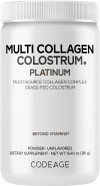 Codeage Multi Collagen Colostrum Powder Platinum - Hydrolyzed Grass-Fed Bovine Collagen Peptides, Grass-Fed Bovine Colostrum Supplement, Vitamin C, Biotin, Hyaluronic Acid, Lactoferrin - 13.4 Oz