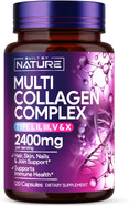 Built By Nature Collagen Pills  Multi Collagen Peptides Complex Supplement For Women  Type I, Ii, Iii, V, X For Hair, Skin, Nails, Joints & Bone Health - Hydrolyzed, Grass-Fed - 120 Capsules