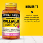 Mason Natural 1500Mg Collagen With Vitamin C, Biotin, & Calcium, 40,Day Supply Capsules, Supplement For Hair, Skin, And Nails