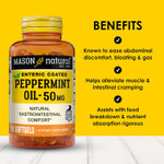 Mason Natural Peppermint Oil 50 Mg Enteric Coated Supplement, 270 Day Supply Of Gastrointestinal Support For Normally Functioning Bowel, Softgel Pills